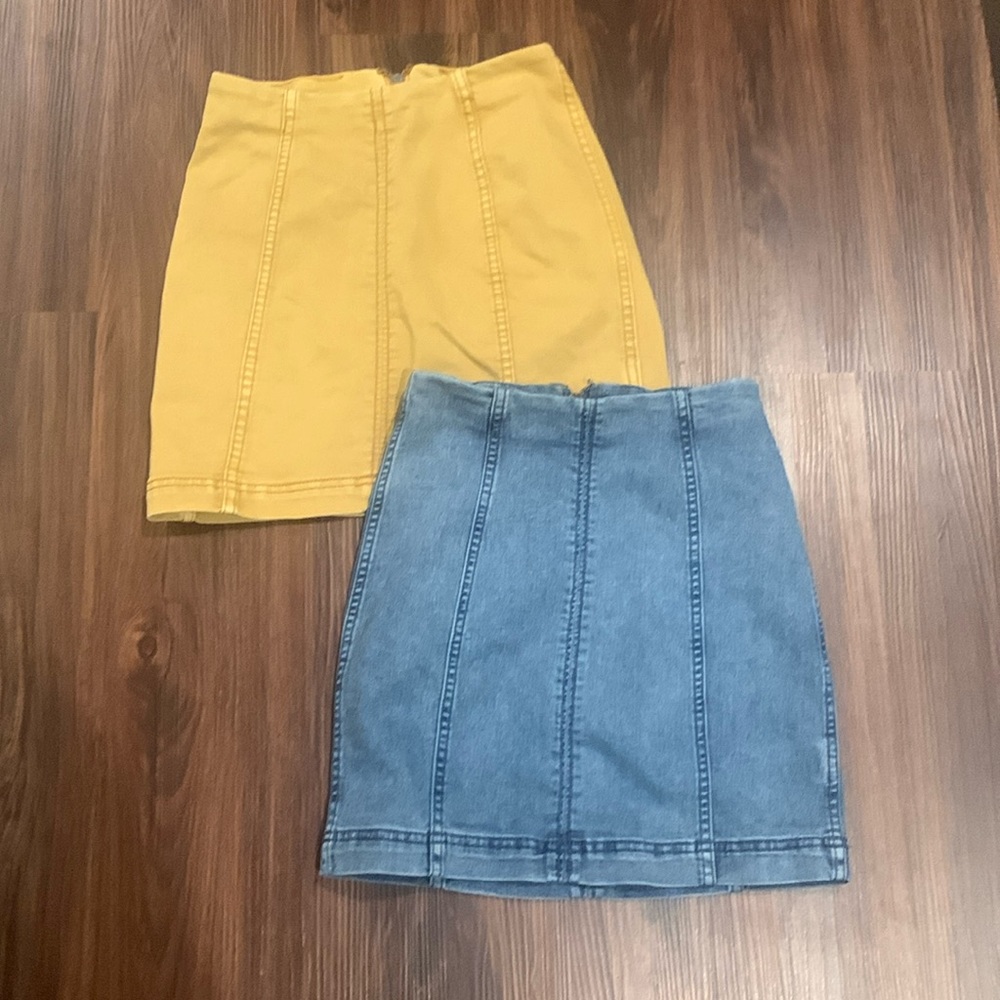 Two Free People jean skirts. Both are size 0.